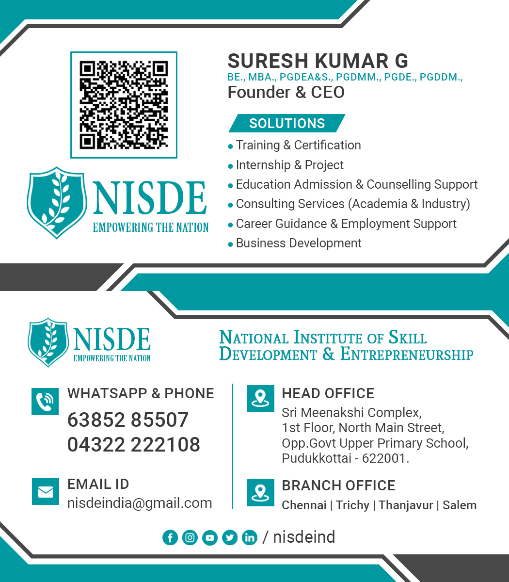 National Institute of Skill Development and Entrepreneurship Pudukkottai